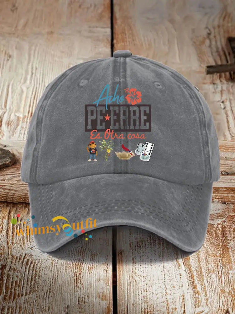 Unisex Retro Puerto Rico Print Hat Gray / ONE