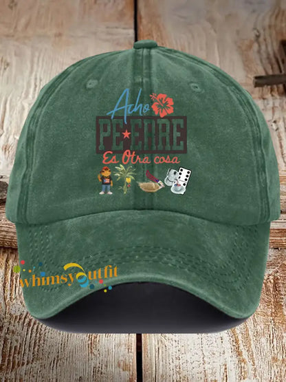 Unisex Retro Puerto Rico Print Hat Green / ONE