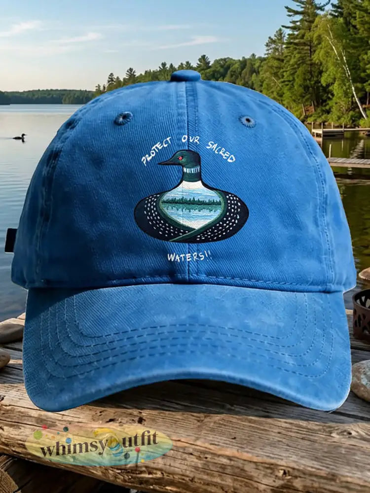 Unisex Save The Boundary Waters Print Cap - Meer Blauw / ÉÉN