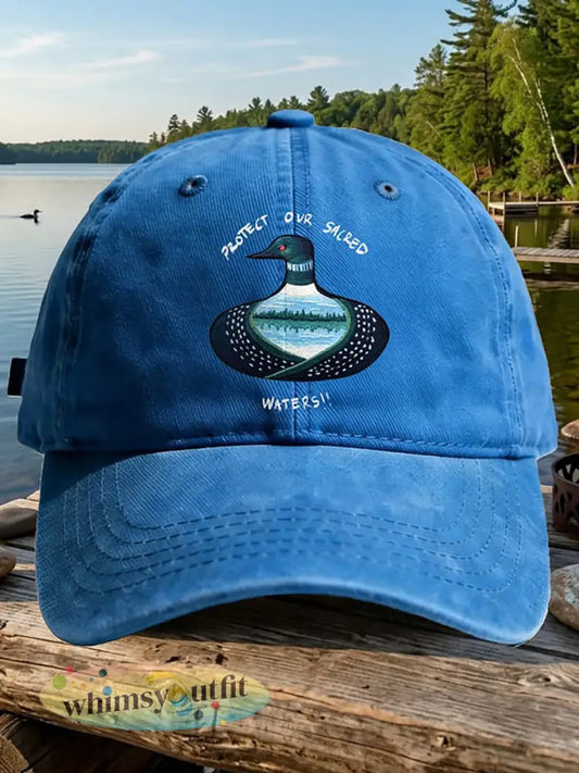 Unisex Save The Boundary Waters Print Cap - Meer Blauw / ÉÉN