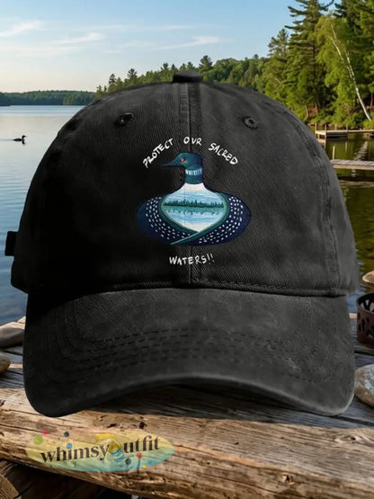 Unisex Save The Boundary Waters Print Cap - Zwart / ÉÉN
