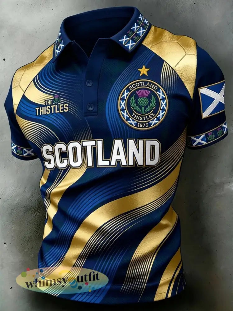 Unisex UK Scotland Football Lover 2026 Poloshirt met korte mouwen - Blauw / S