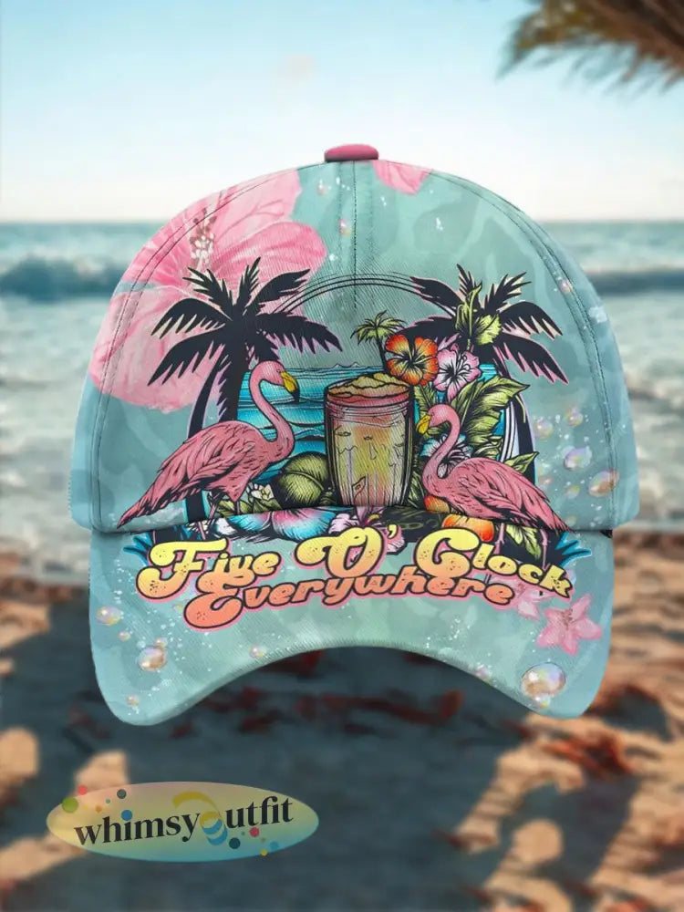 Unisex vakantiestijl bloemenprint hoed - Blauw-Groen / ÉÉN