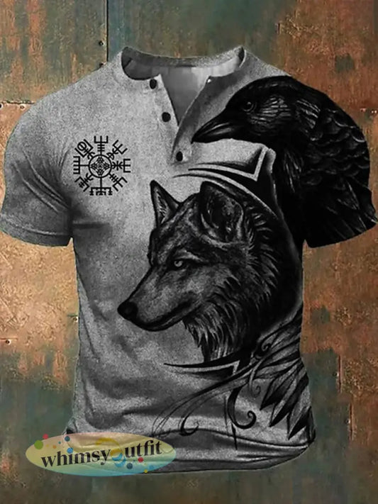 Viking Wolf Totem T-shirt voor heren - Grijs / S