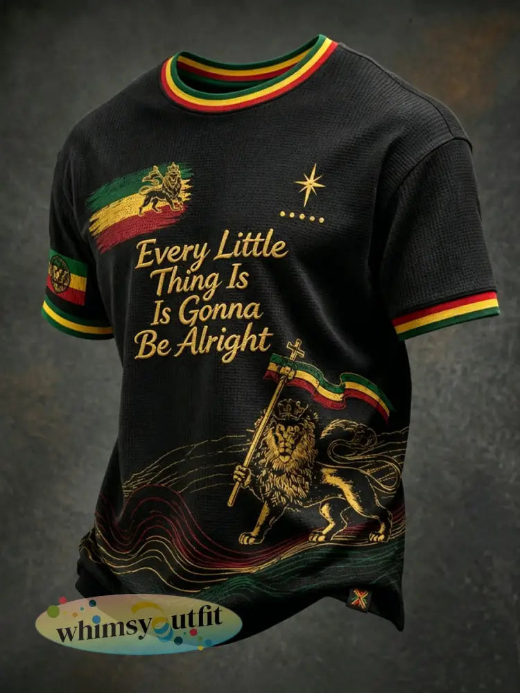 Vintage ’Elk klein ding zal in orde zijn’ Casual Waffle-Weave T-shirt - als foto / S