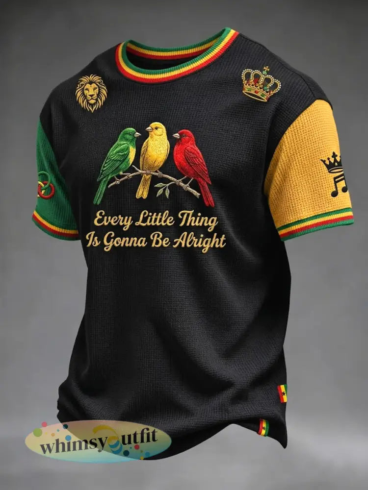 Vintage elk klein ding zal in orde zijn Casual Waffle-Weave T-shirt - als foto / S