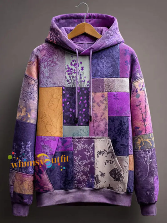 Vintage Purple Lavender Alzheimer’s Disease Art Casual Hoodie Purple / S