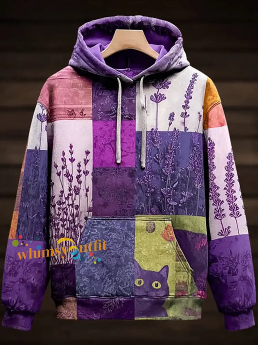 Vintage Purple Lavender Alzheimer’s Disease Art Casual Hoodie Purple / S