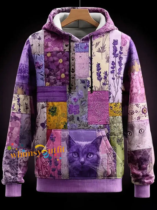 Vintage Purple Lavender Alzheimer’s Disease Art Casual Hoodie Purple / S