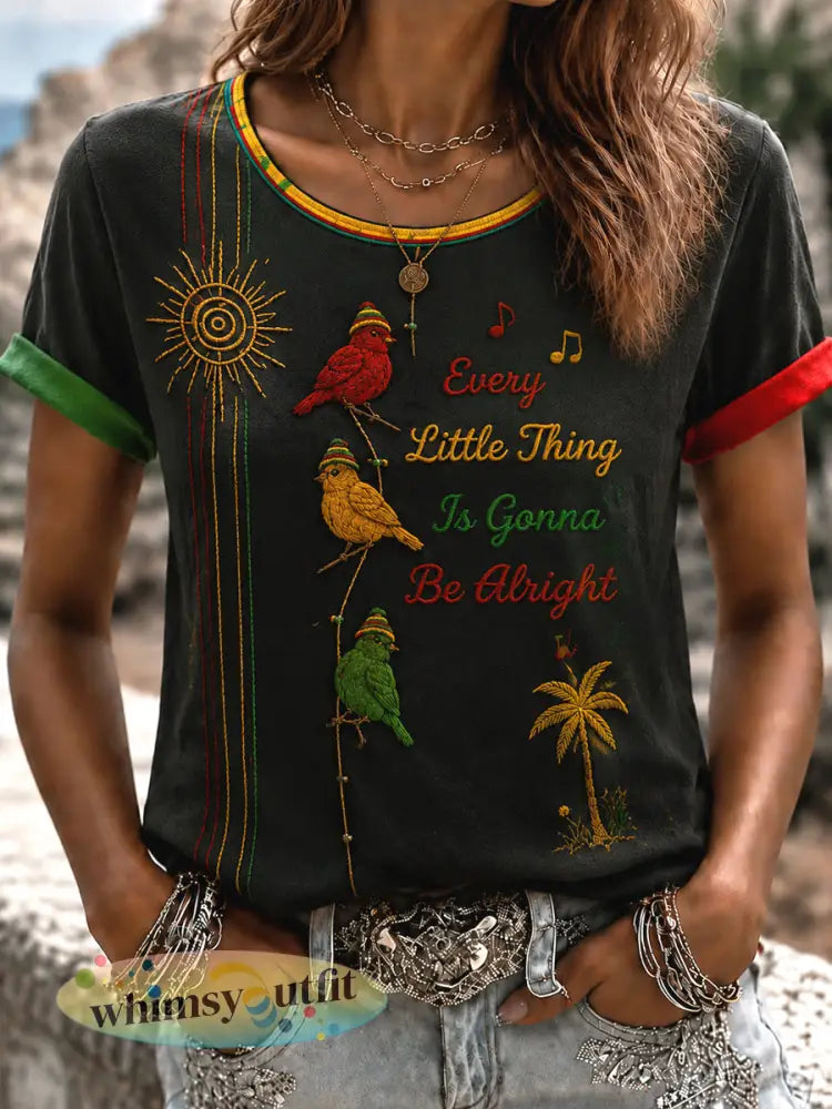 Vintage Reggae Classic Casual T-shirt voor dames - als foto / S