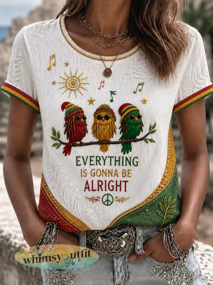Vintage Reggae-geïnspireerd klassiek casual T-shirt voor dames - als foto / S