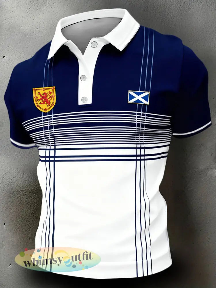 Voetballiefhebbers voor heren in Schotland geprinte casual tops - Marineblauw / S