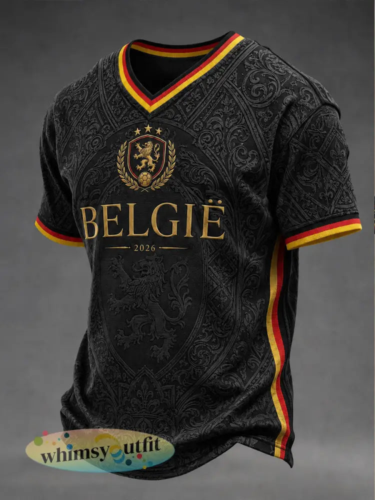 Voetbalshirt voor mannen uit België met korte mouwen - Zwart / S
