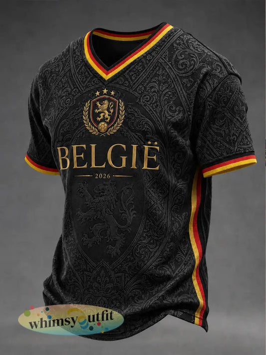 Voetbalshirt voor mannen uit België met korte mouwen - Zwart / S