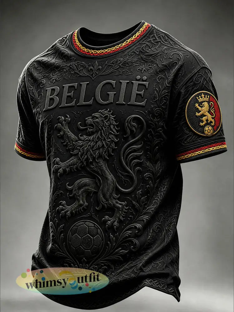Voetbalshirt voor mannen uit België met korte mouwen - Zwart / S