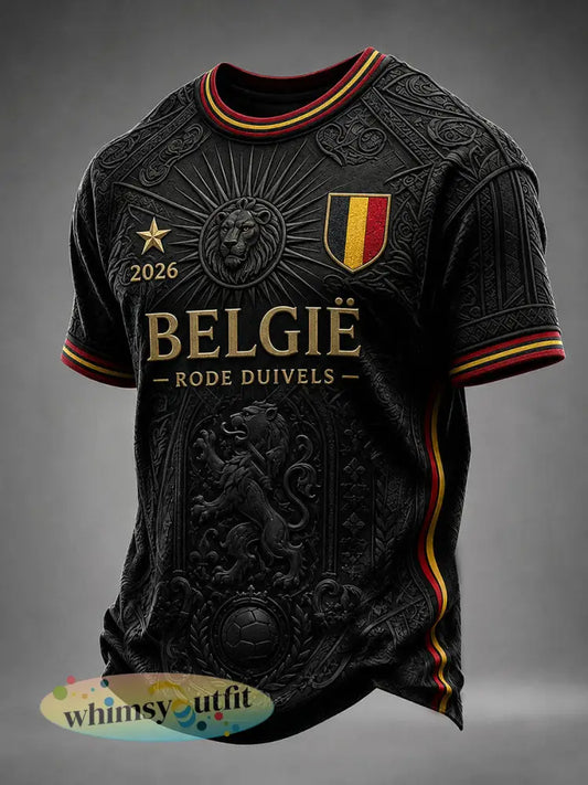 Voetbalshirt voor mannen uit België met korte mouwen - Zwart / S