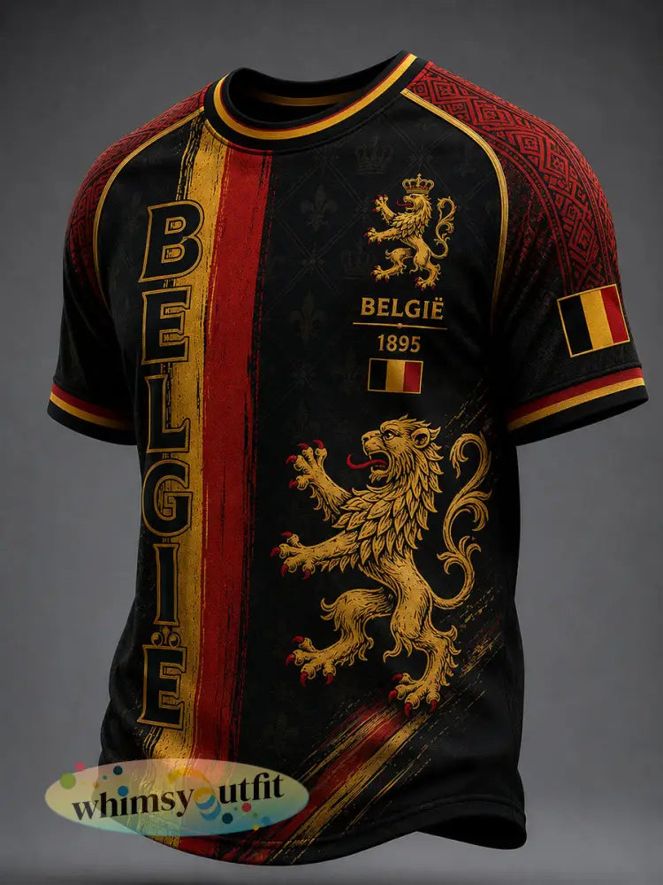 Voetbalshirt voor mannen uit België met korte mouwen - Zwart / S