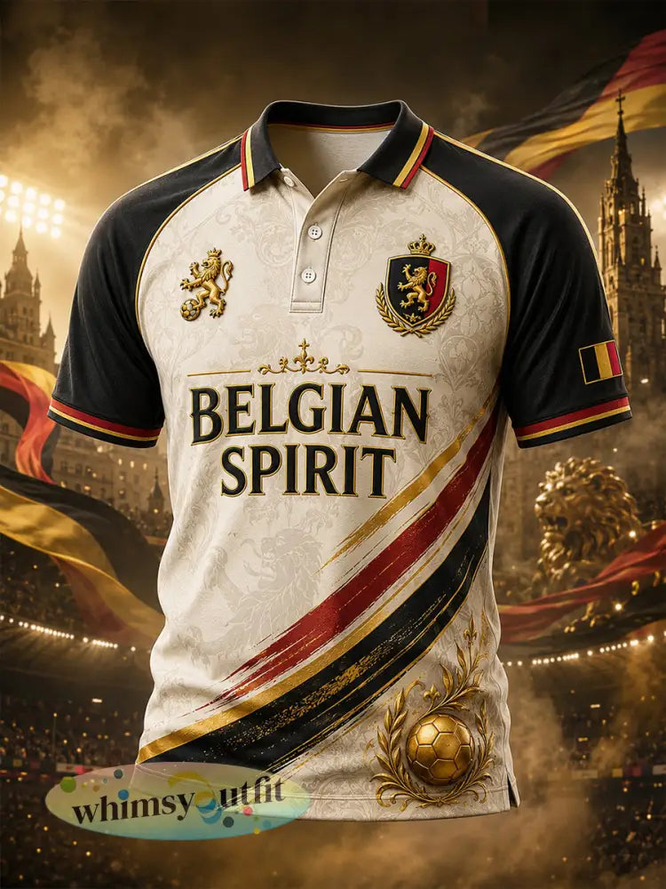 Voetbalthema – bedrukt poloshirt met raglanmouwen en korte mouwen - A / S