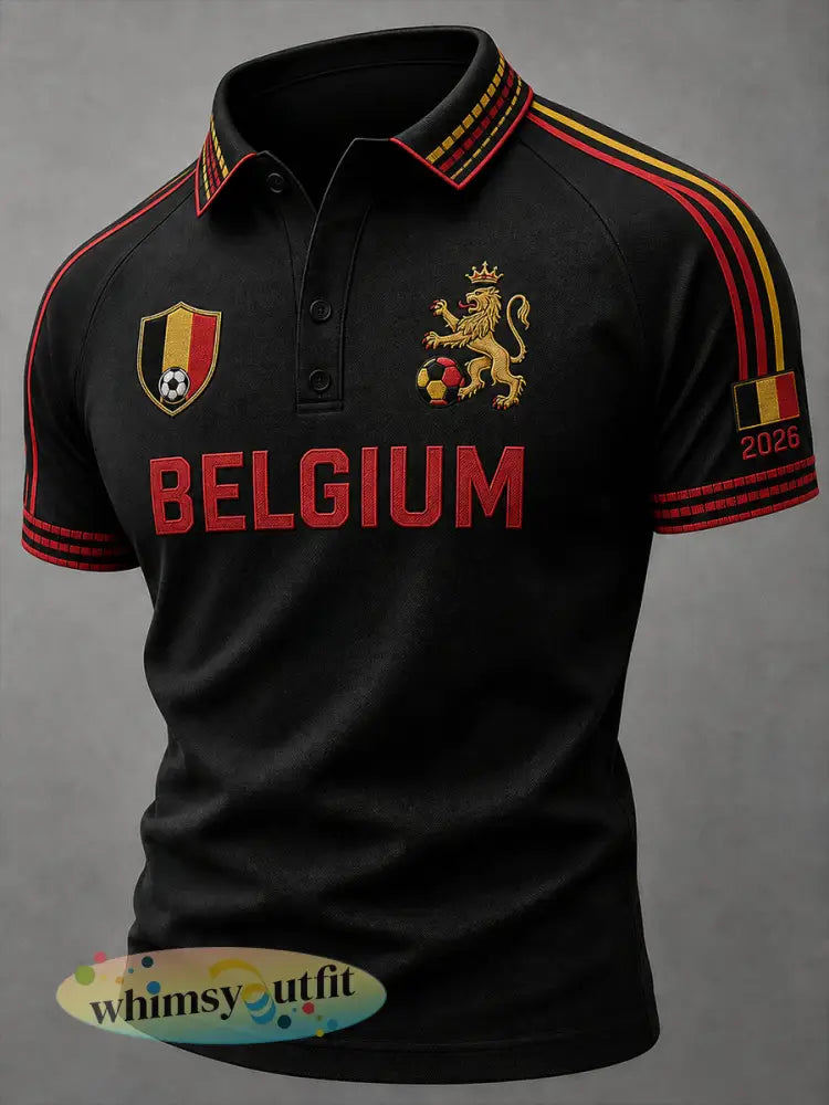 Voetbalthema – bedrukt poloshirt met raglanmouwen en korte mouwen - A / S