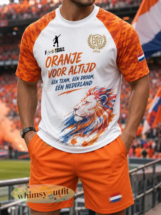 Voetbalthema herenpak met raglanmouwen en korte mouwen - A / S