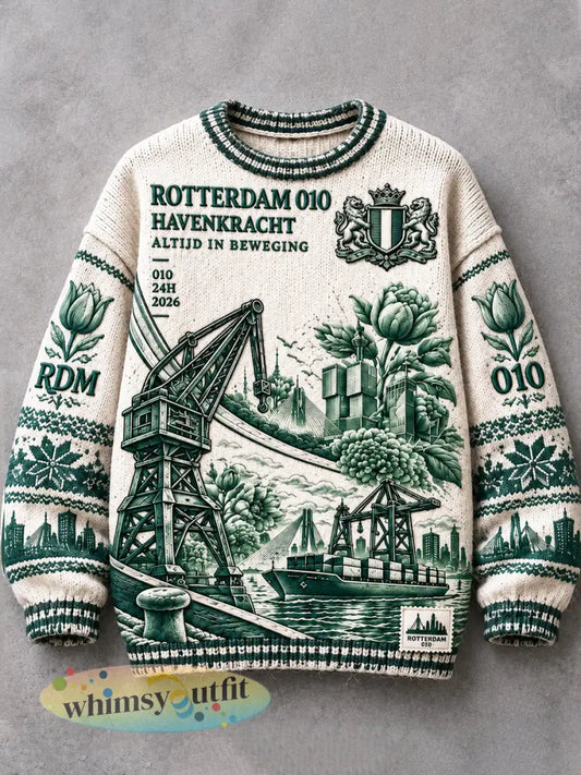 Vrijetijdspullover voor dames met Rotterdam-stadprint herfst/winter - Romig-Wit / S