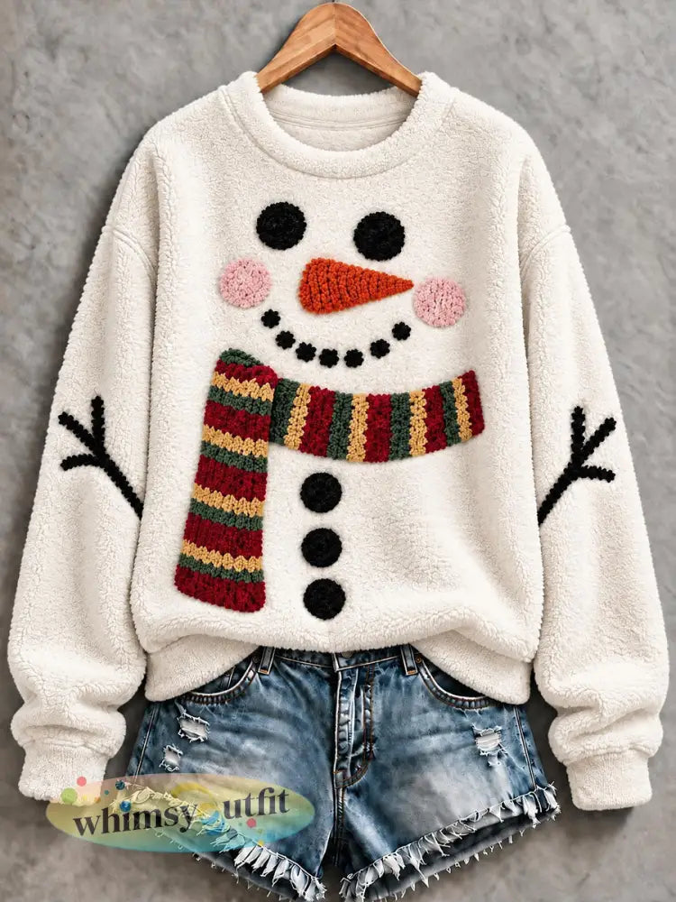 Vrijetijdssweatshirt met kerstprint voor dames - Wit / S