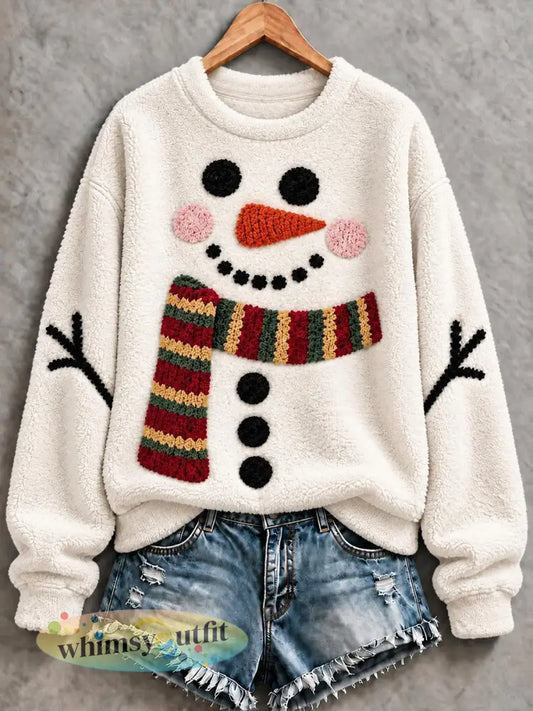 Vrijetijdssweatshirt met kerstprint voor dames - Wit / S