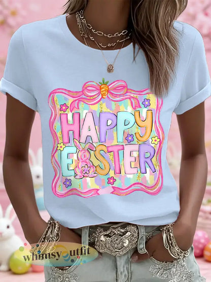 Vrouwelijke paasprint casual tee voor dames - Hemelsblauw / S