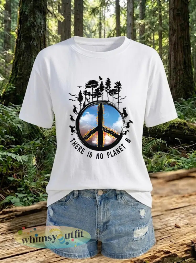 Vrouwen Er is geen Planet B Bedrukt T-shirt - Wit / S