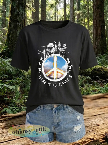 Vrouwen Er is geen Planet B Bedrukt T-shirt - Zwart / S