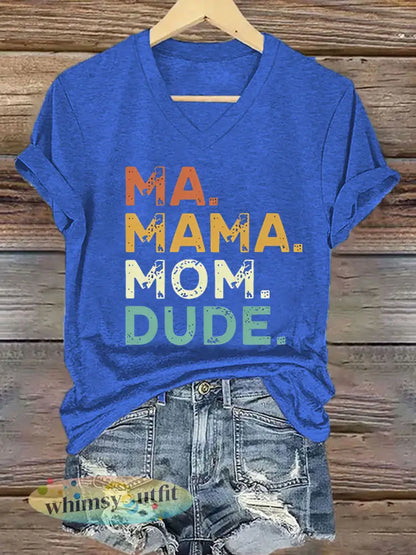 Vrouwen Ma Mama Moeder Dude IJzeren T-shirt met korte mouwen - Blauw / S