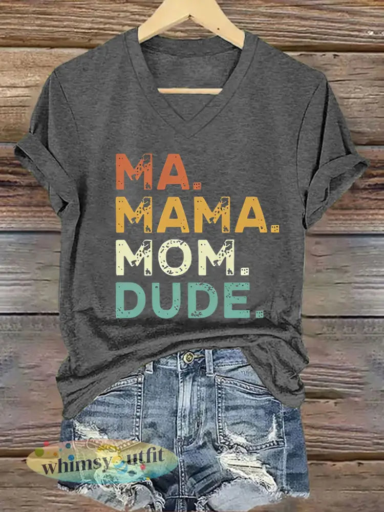 Vrouwen Ma Mama Moeder Dude IJzeren T-shirt met korte mouwen - Donkergrijs / S