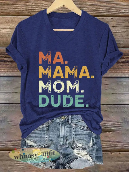 Vrouwen Ma Mama Moeder Dude IJzeren T-shirt met korte mouwen - Marineblauw / S