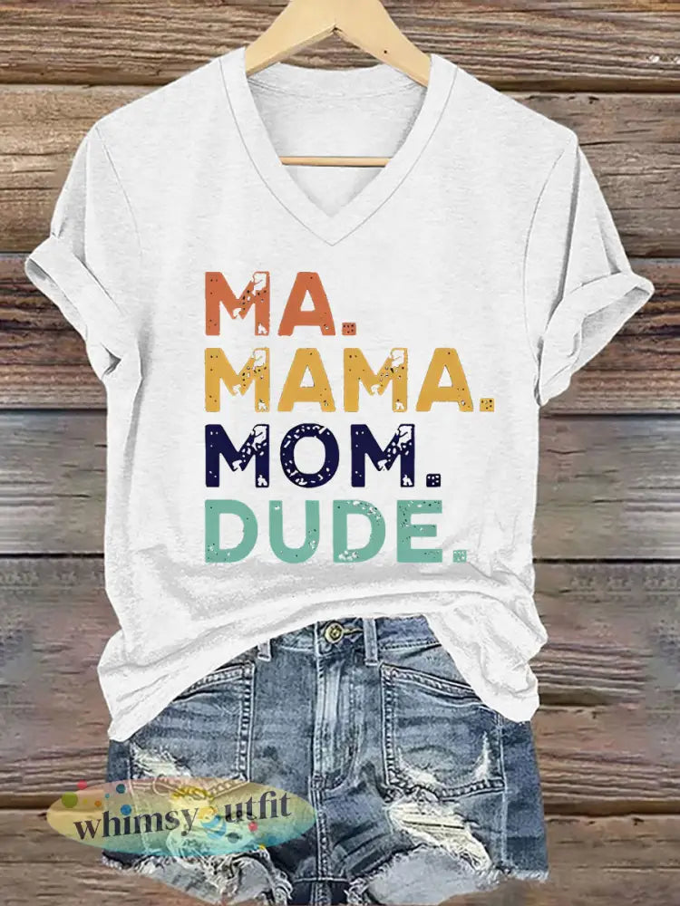 Vrouwen Ma Mama Moeder Dude IJzeren T-shirt met korte mouwen - Wit / S