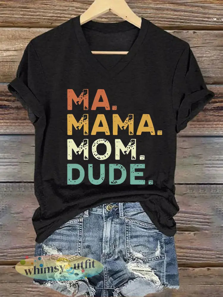Vrouwen Ma Mama Moeder Dude IJzeren T-shirt met korte mouwen - Zwart / S
