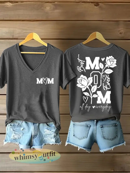Vrouwen Moederdag Gedrukt Casual T-shirt - Donkergrijs / S