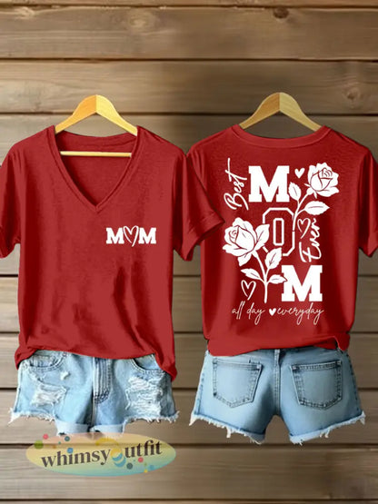 Vrouwen Moederdag Gedrukt Casual T-shirt - Rood / S