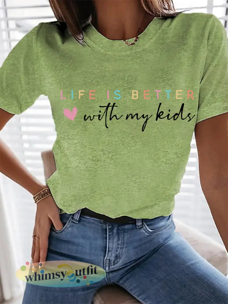 Vrouwenleven is beter met mijn kinderen Moederdag cadeau casual tee - Groen / S