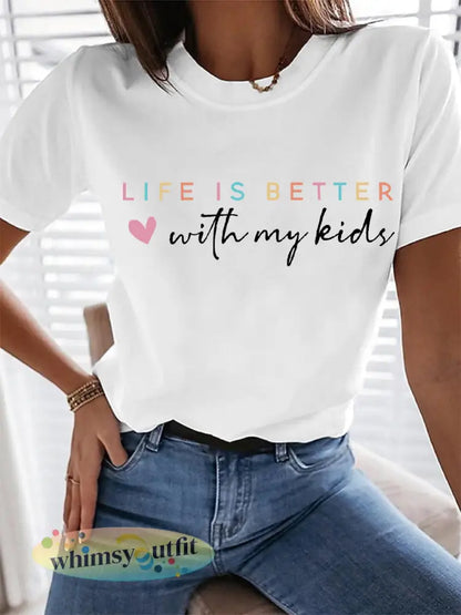 Vrouwenleven is beter met mijn kinderen Moederdag cadeau casual tee - Wit / S