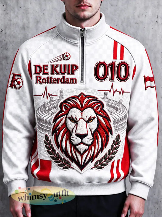 White Feyenoord ’Lion’ print casual sweatshirt voor heren - Wit / S