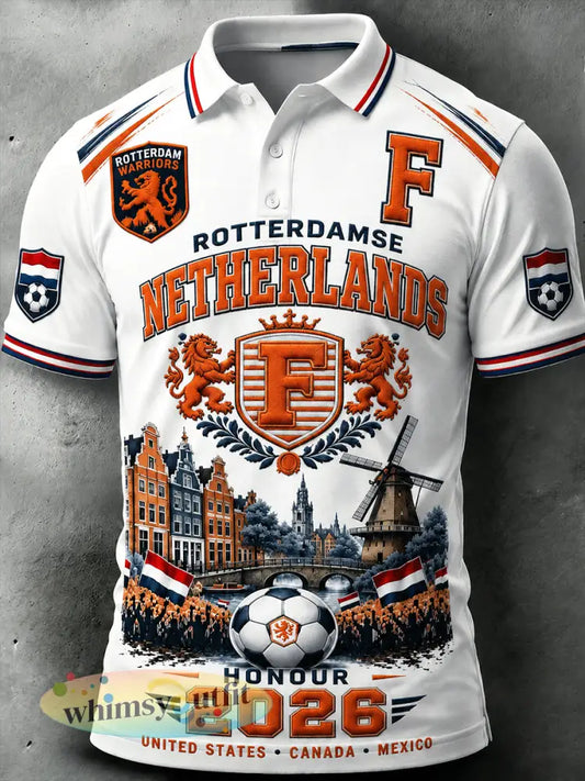 Wit casual poloshirt voor heren van de Nederlandse voetbalclub Feyenoord bedrukt - Wit / S