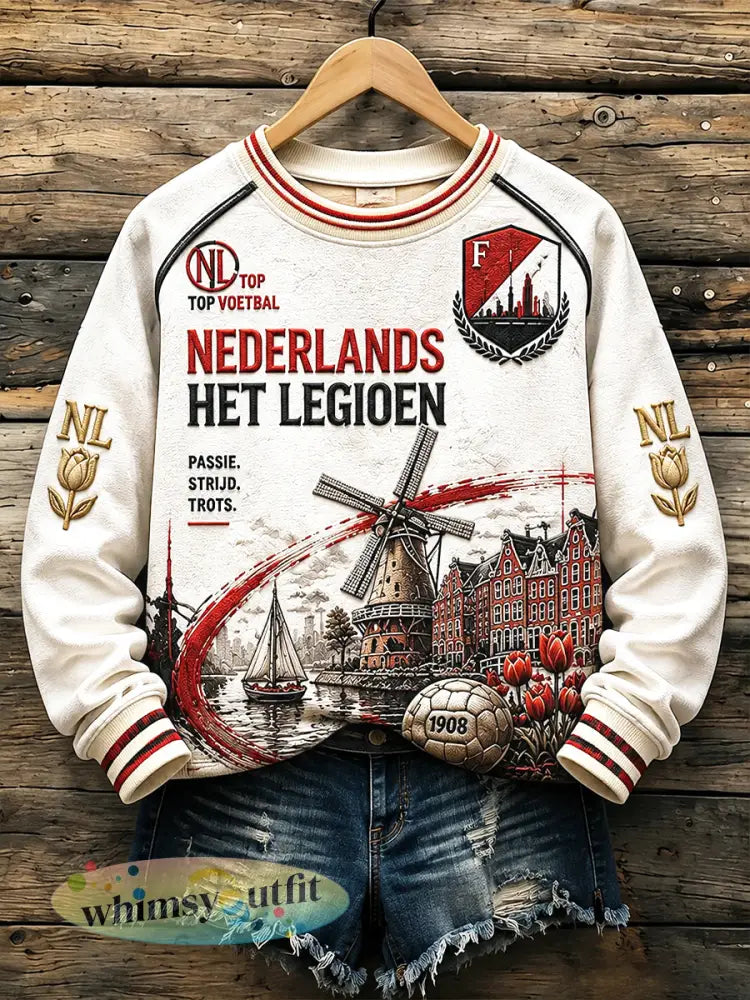 Wit Feyenoord Eredivisie-voetbalprint op damessweatshirt voor dagelijks gebruik - Wit / S
