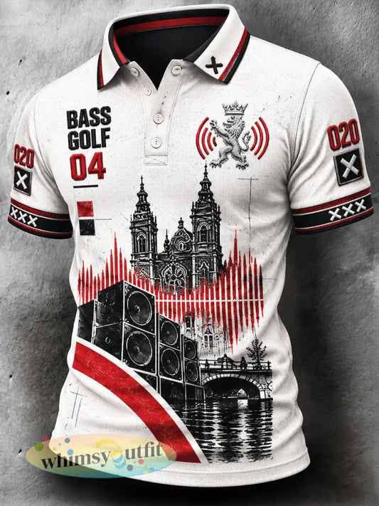 Wit herenpoloshirt met print van het Amsterdam Electronic Music Festival casual stijl - Romig-Wit / S