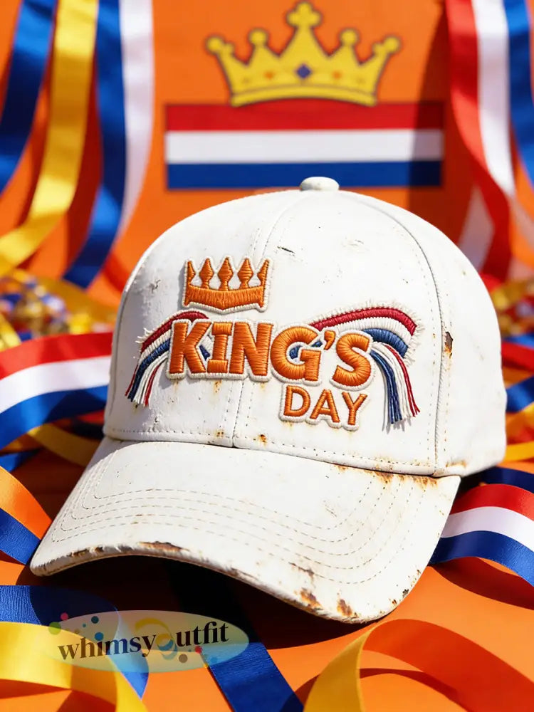 Witte Koningsdag-retroprint casual hoed - Wit / 58CM