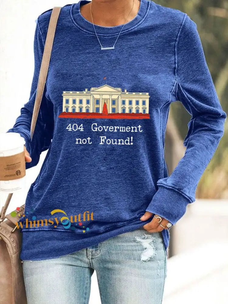 Women’s 404 Government Not Found Sweatshirts Blue / S