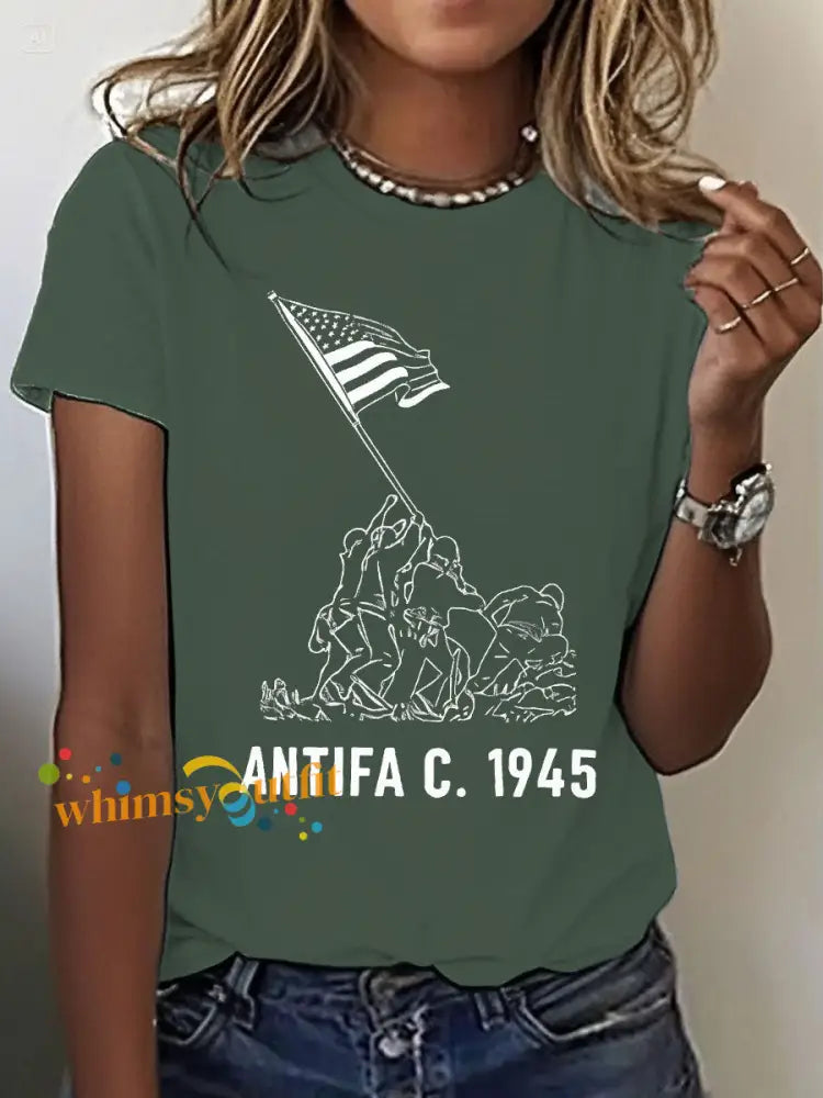 Women’s 8647 FDT Antifa Printed T-shirt Army Green / S