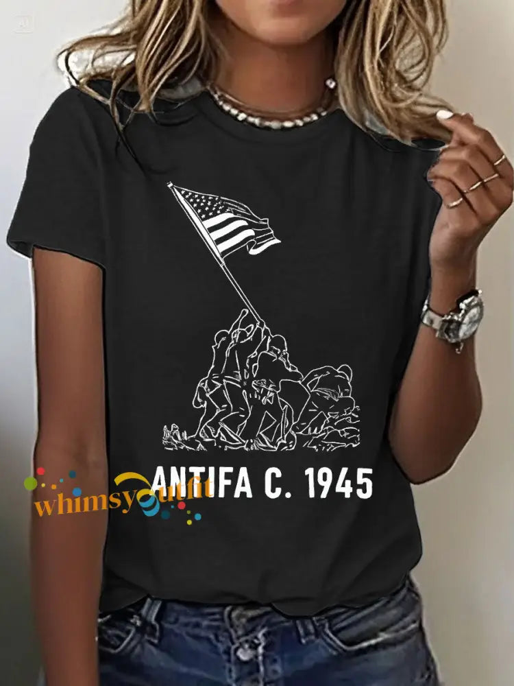 Women’s 8647 FDT Antifa Printed T-shirt Black / S
