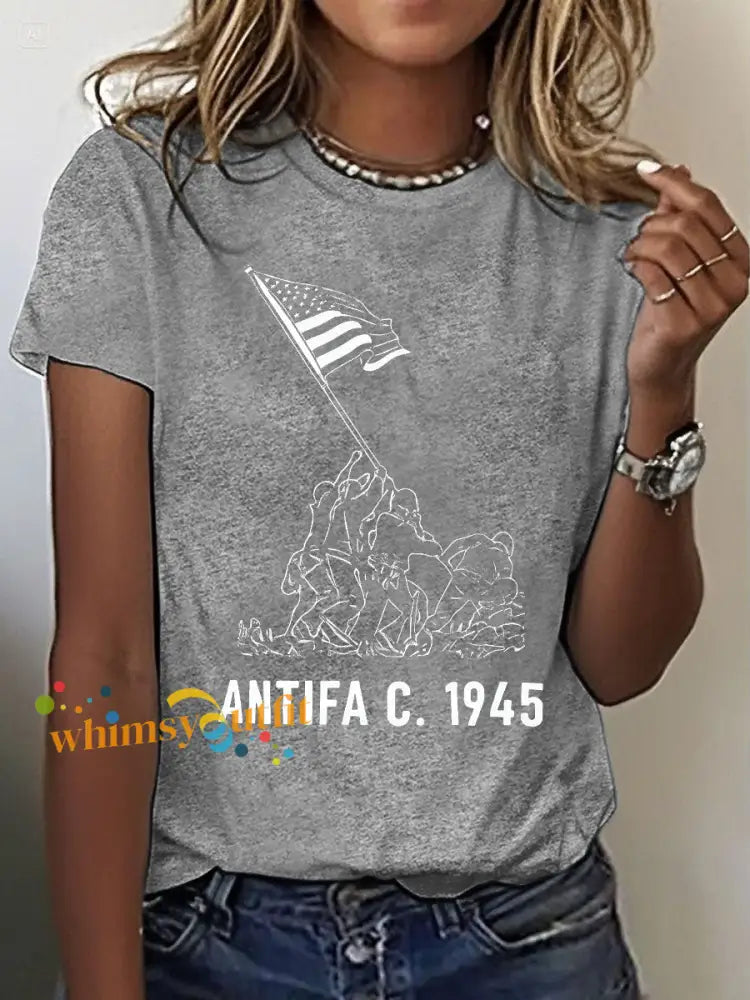 Women’s 8647 FDT Antifa Printed T-shirt Light Gray / S