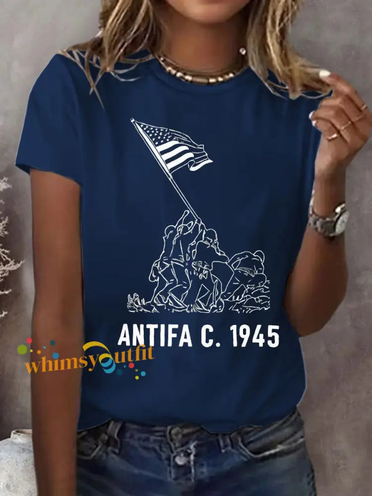 Women’s 8647 FDT Antifa Printed T-shirt Navy Blue / S