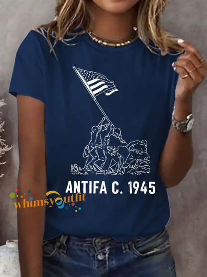 Women’s 8647 FDT Antifa Printed T-shirt Navy Blue / S